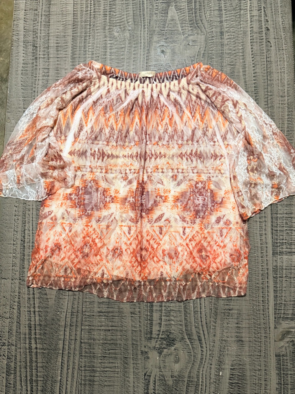 Brittany Black Orange and Cream Boho Off-Shoulder Top